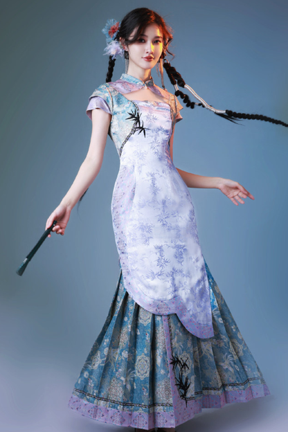 ジャカードレトロタイトプリーツドレス