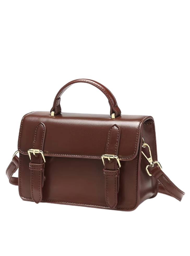 Satchel bag with leather-like strap