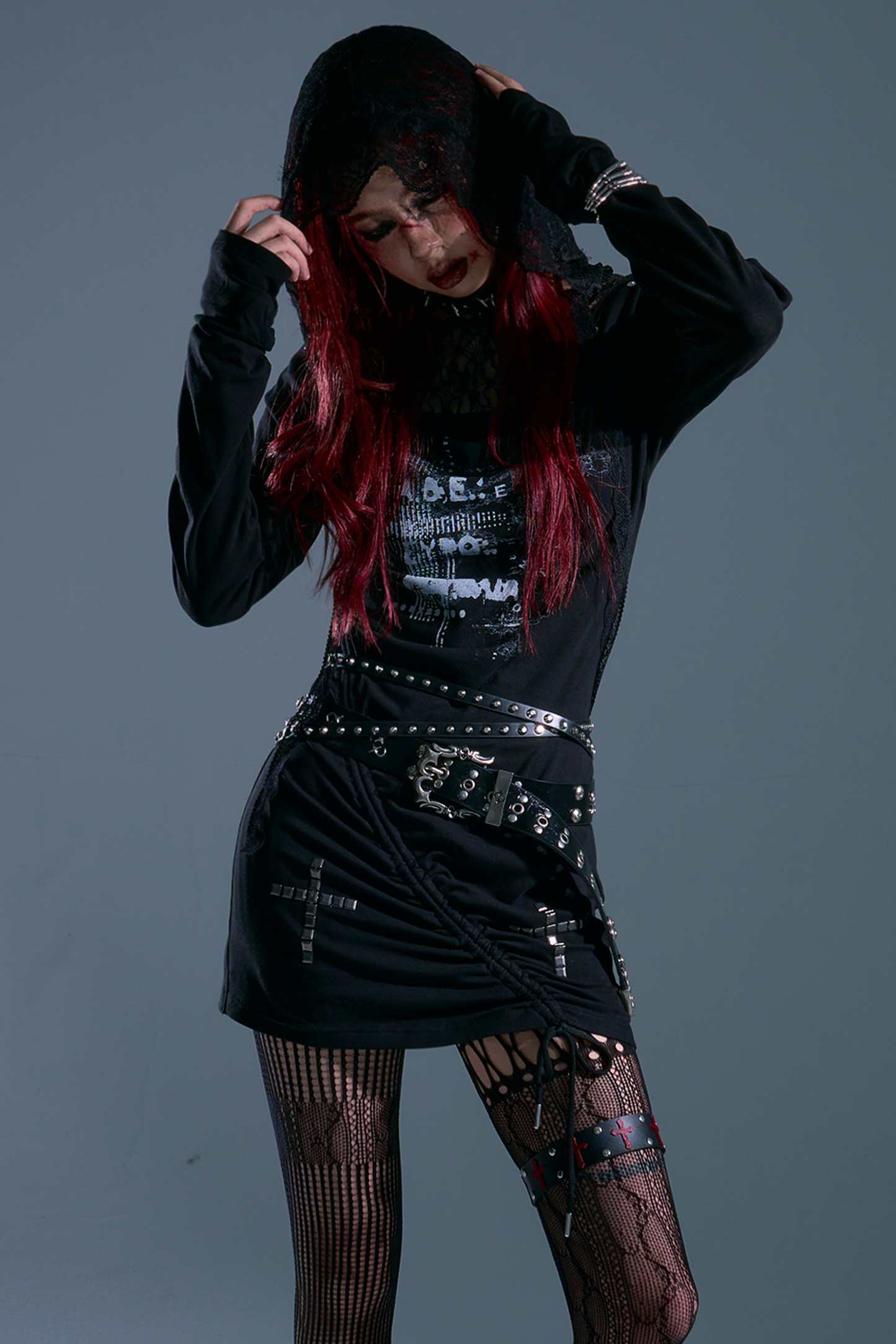 Garden Punk Lace Hooded Dress