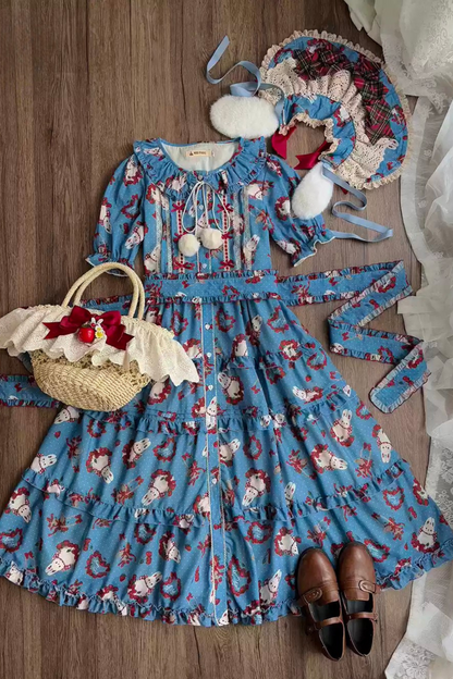 [Pre-order Deadline: January 31] Forest Berry Rabbit Series Daily Puff Sleeve Dress