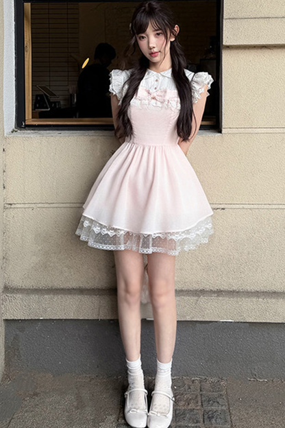 甜美风蕾丝公主连衣裙