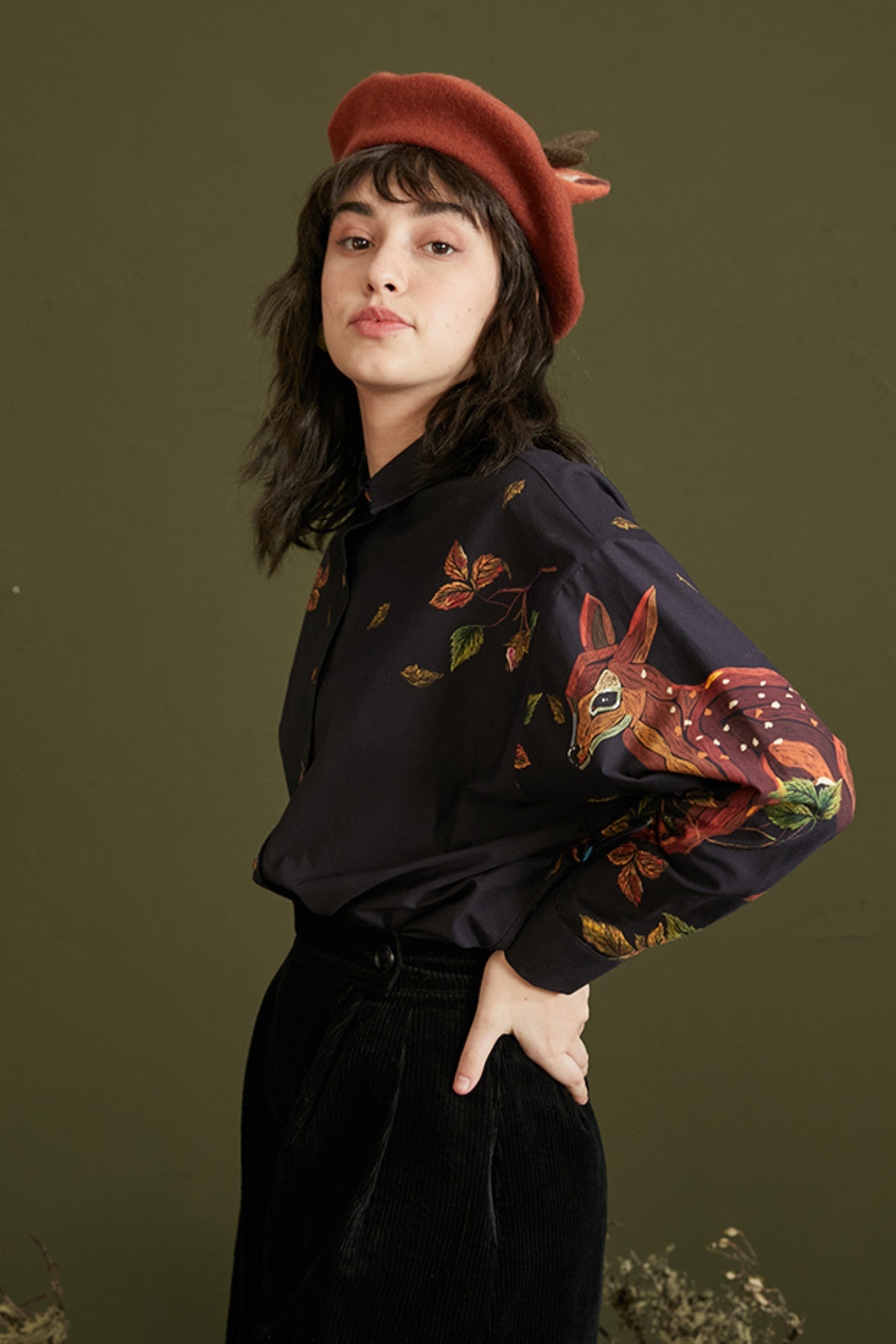 Elegant Fawn Print Shirt