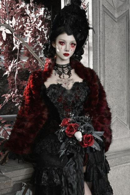 Thriller Crimson Gothic Fur Shawl