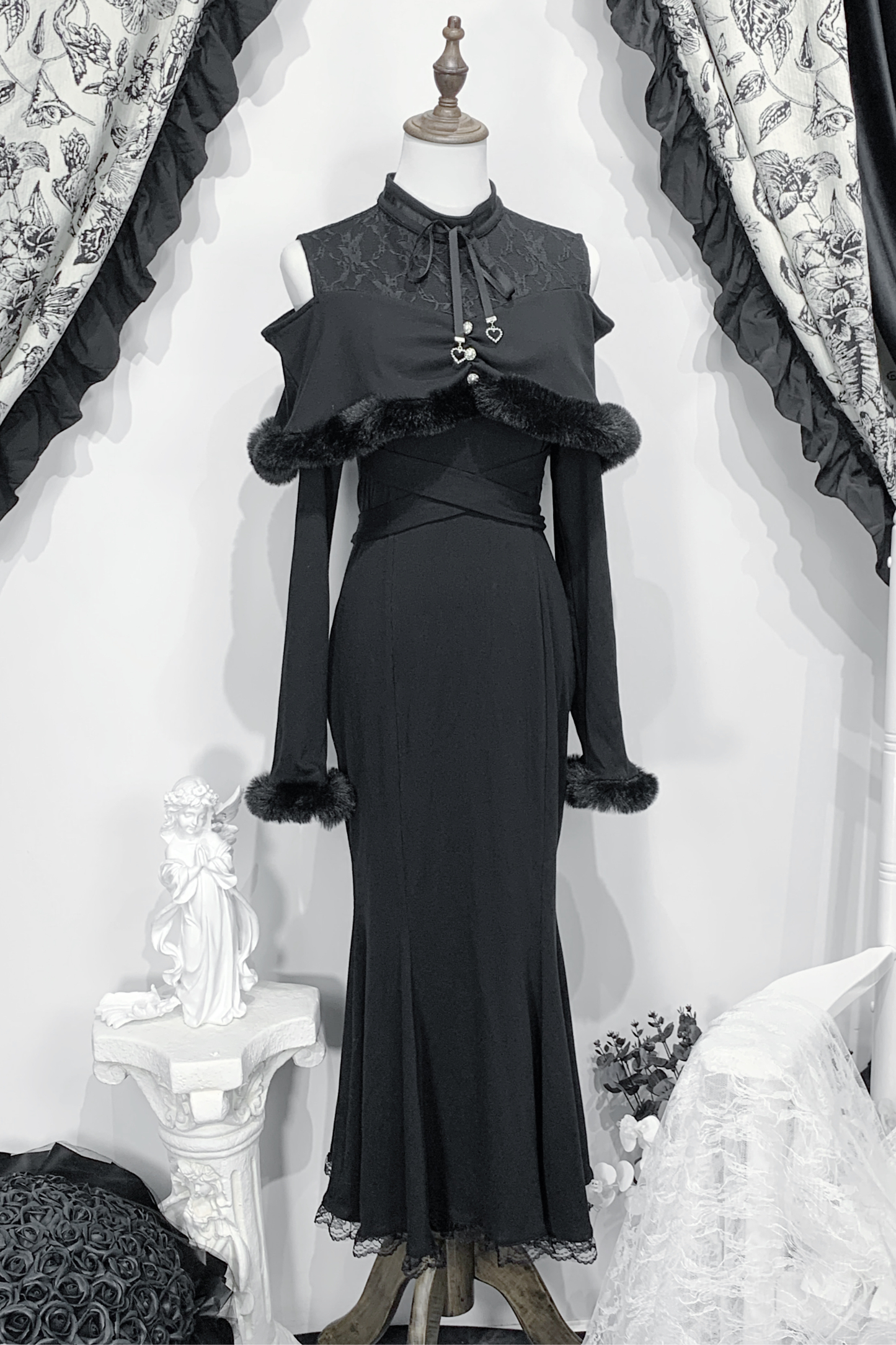 オフショルダークリアマーメイドワンピース