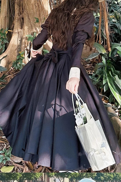 [Reservation deadline on November 22] Dark Elegant Classical Ribbon Long Dress