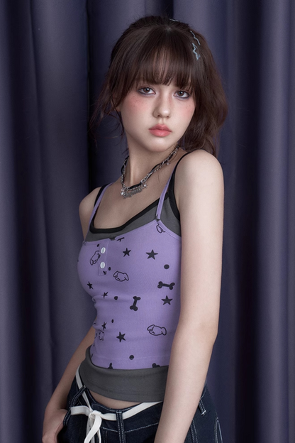 ツートンカラースプライスタンクトップス