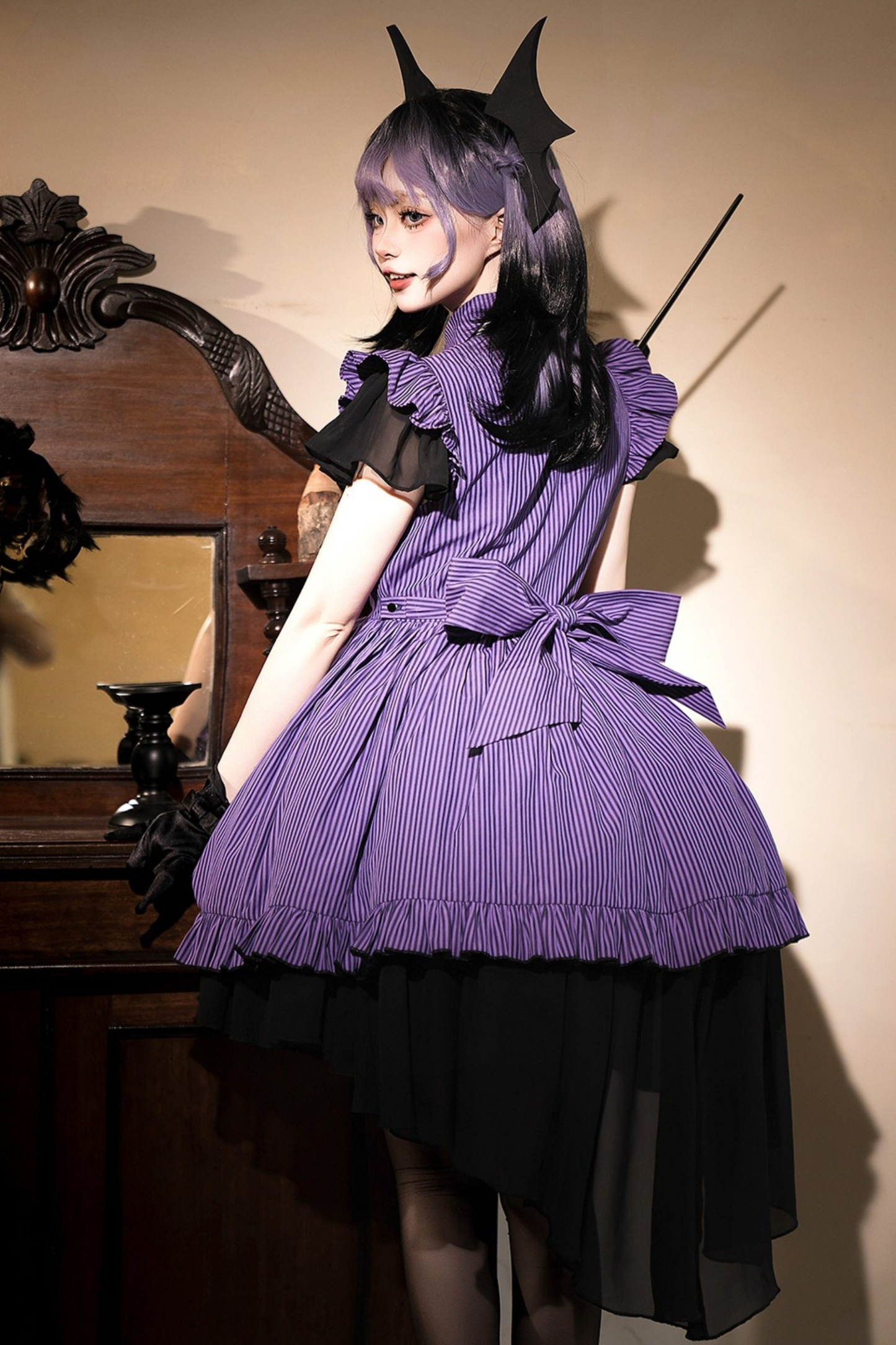 Striped Lolita Dress + Skirt + Collar