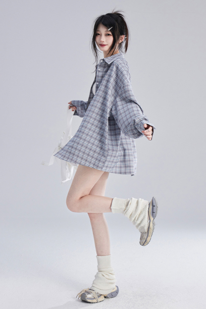 ヴィンテージチェックオーバーシャツ＋チェックショートスカート