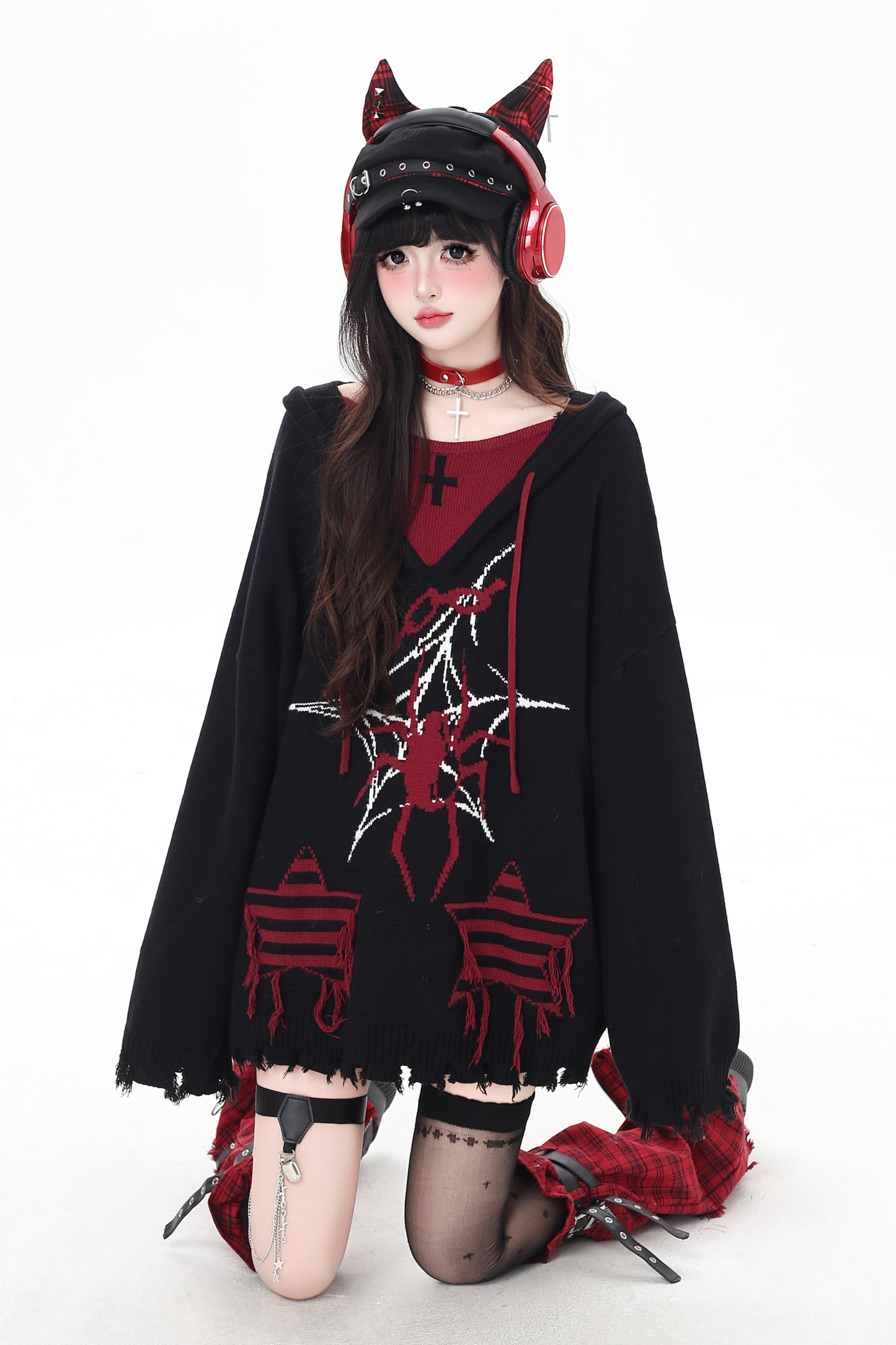 Subculture Faux Tooloos Hooded Tops