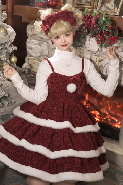 Sweet Carol Fur Suspender Dress + Cape + Top + Pannier + Hair Accessory