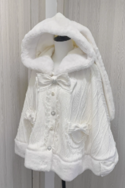 [Reserved product] Rabbit ear Hoody ribbon pearl lace belbet pharmonant