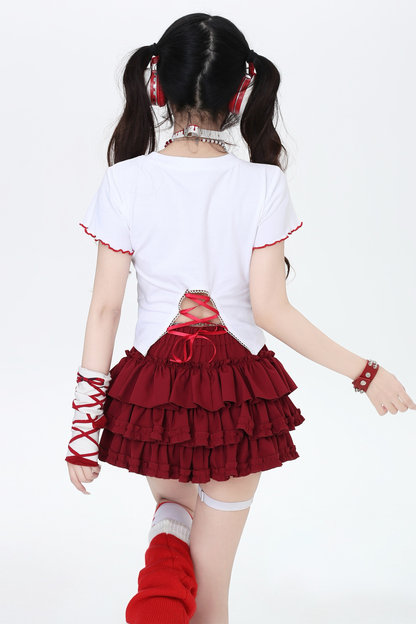 レターリボンスリムピチTシャツ