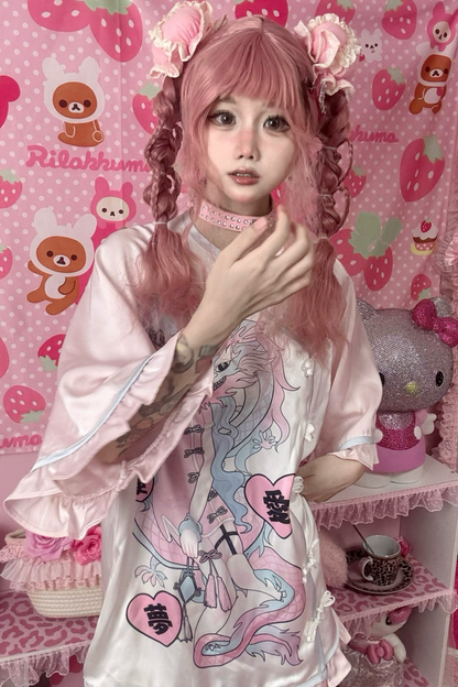 夢愛天使サブカルチャイナTシャツ+ショートパンツ