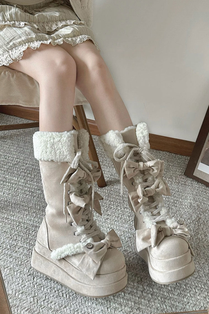 リボンロリータスノーブーツ