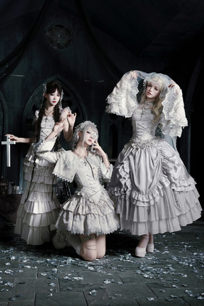 ゴシックロリータスカート+コルセット+ベール+ネックレス+ウエストチェーン