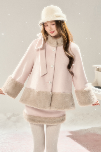 Sugar Latte Fur Coat + Fur Skirt