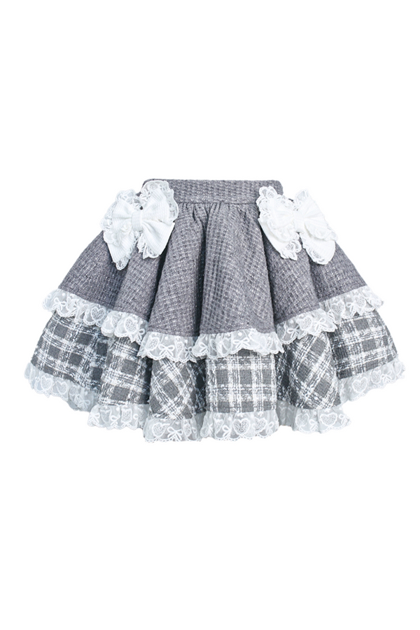 Puff Sleeve Top + Kitten Embroidered Apron + Cake Skirt