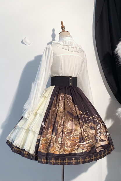 レトロシックデザインフレアロリータスカート