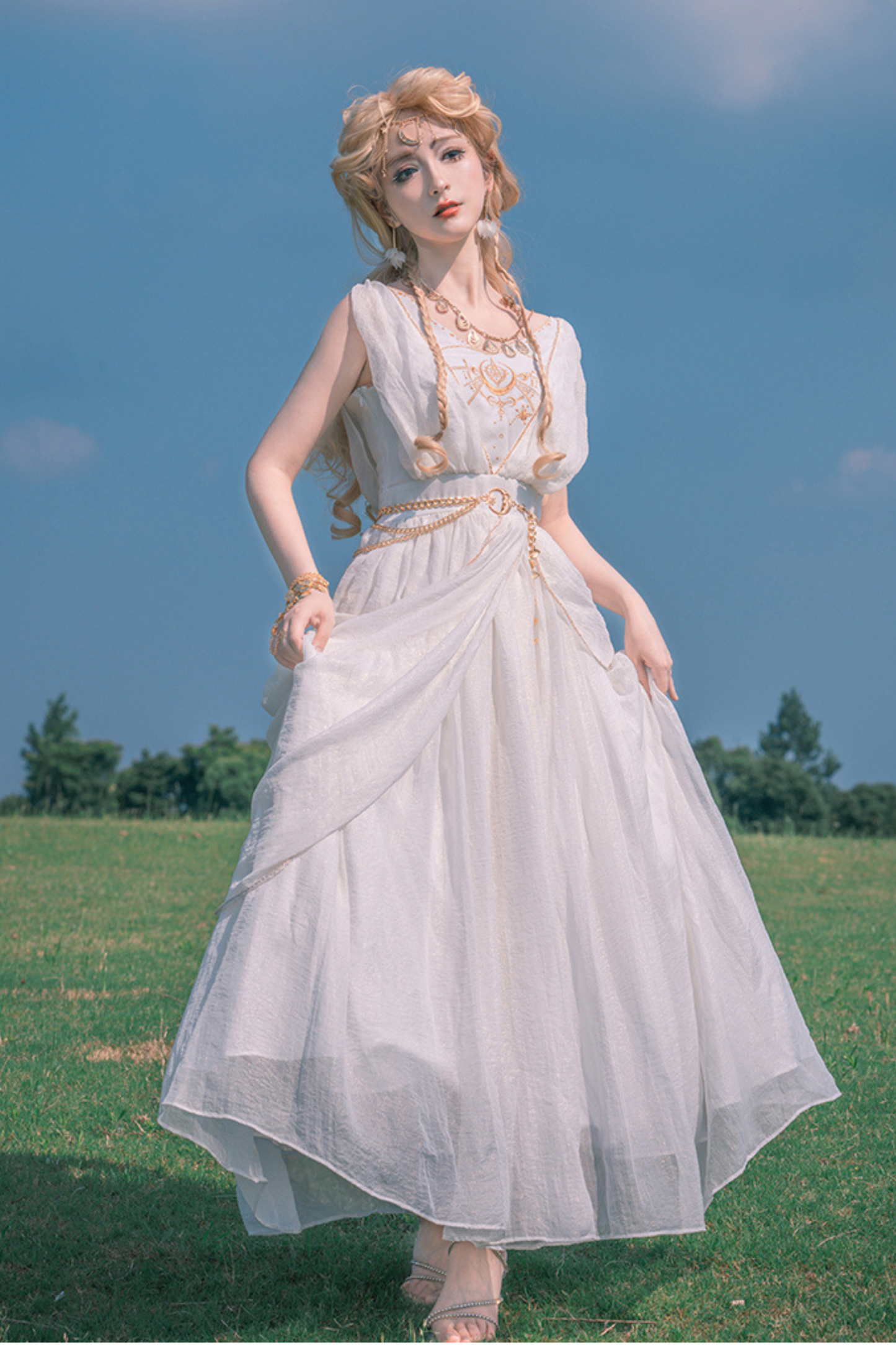 Exotic Elegant Kula JSK with waist chain + shawl + bracelet + necklace