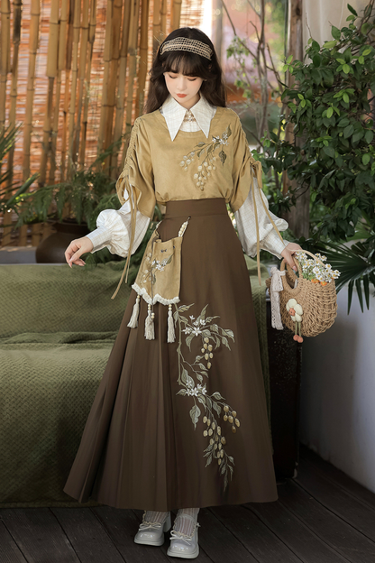 Forever Island Yellow Fruit Shirt + Skirt + Outerwear