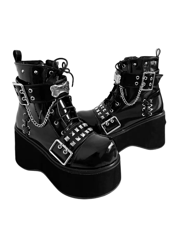 Punk Rock Round Toe Platform Boots