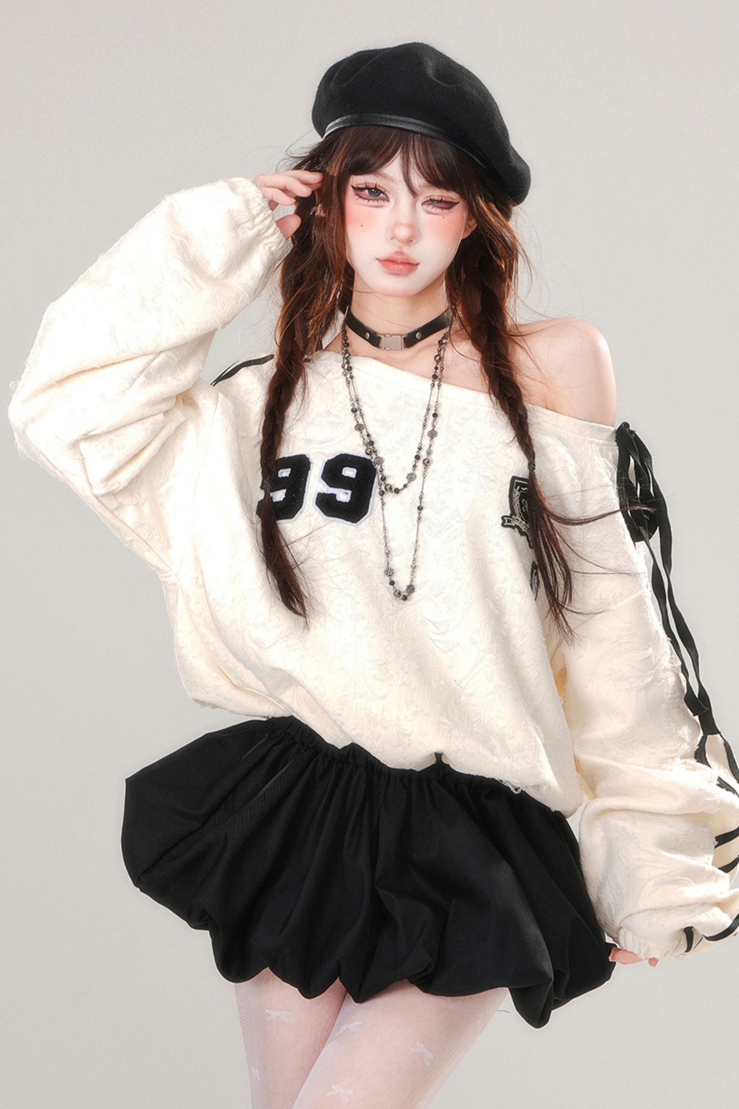 オフショルダースウェットワンピース