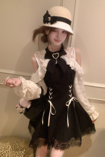 Lace-up off-the-shoulder dress