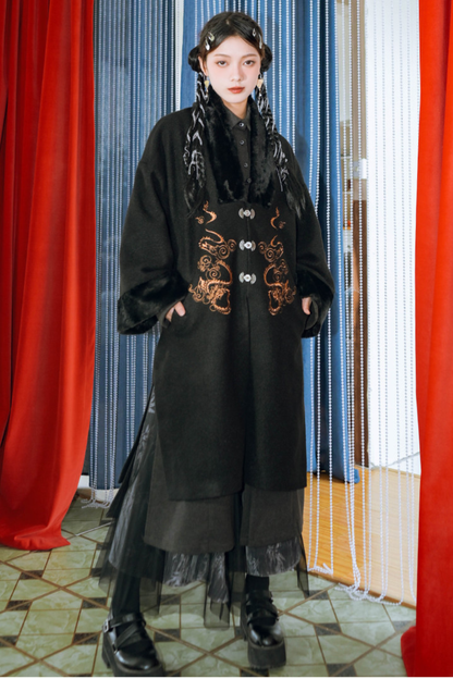 Chinese Dragon Motif Long Cardigan