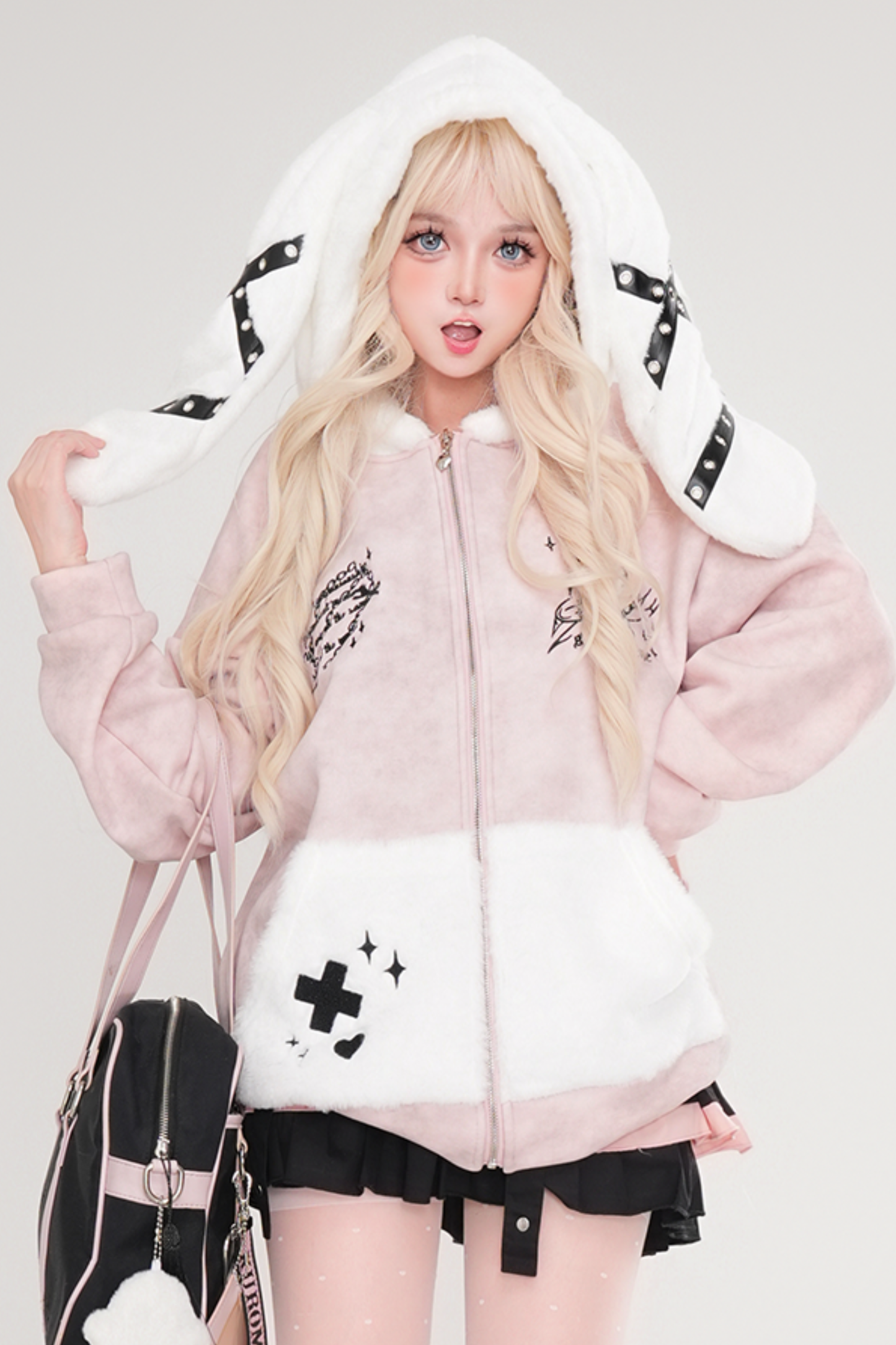 キュートバニーイヤーフリースジャケット