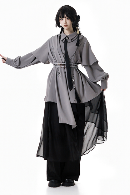 China Top + Chiffon Pants + Corset