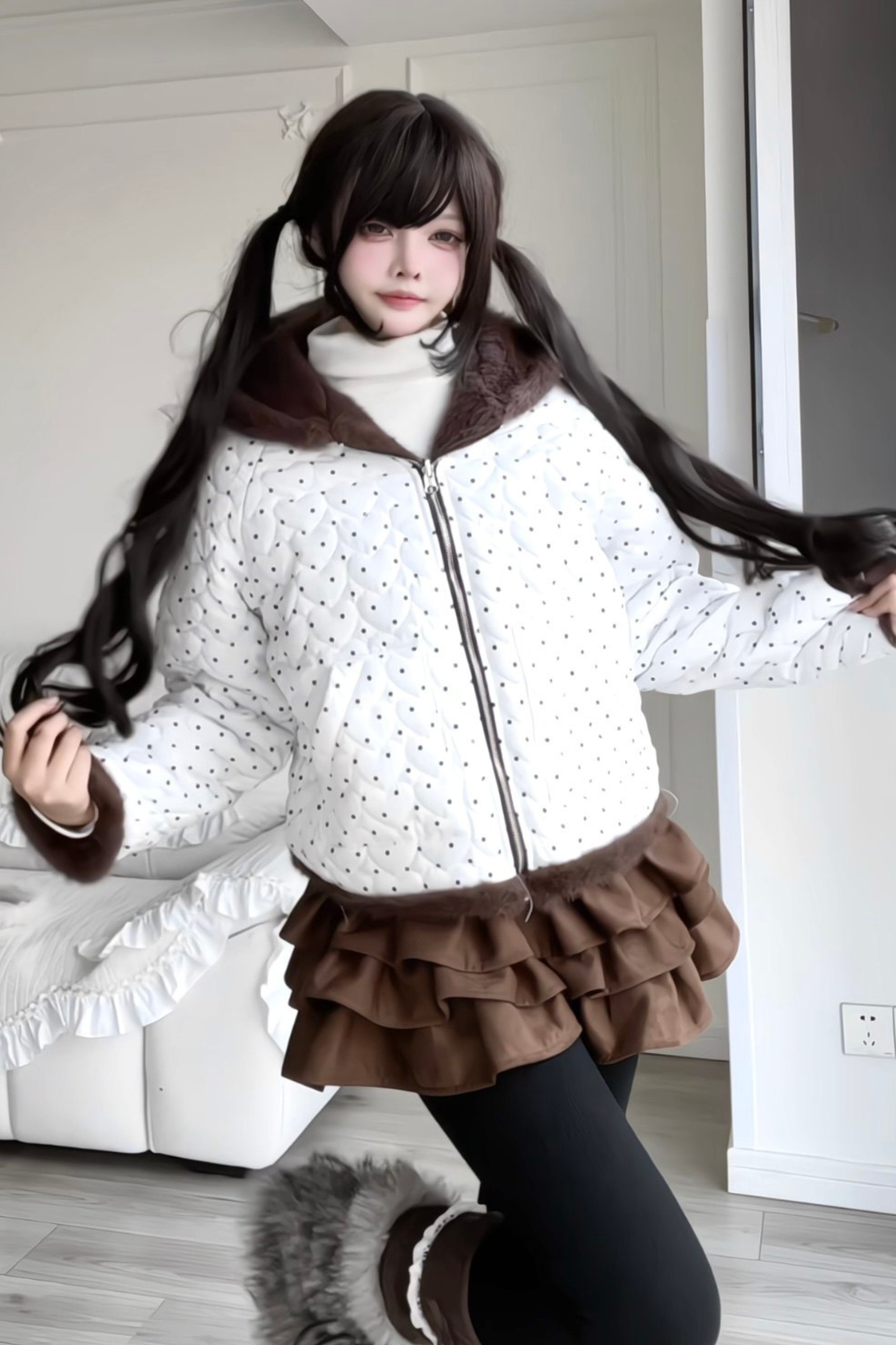 Animal Fur Reversible Zip Jacket