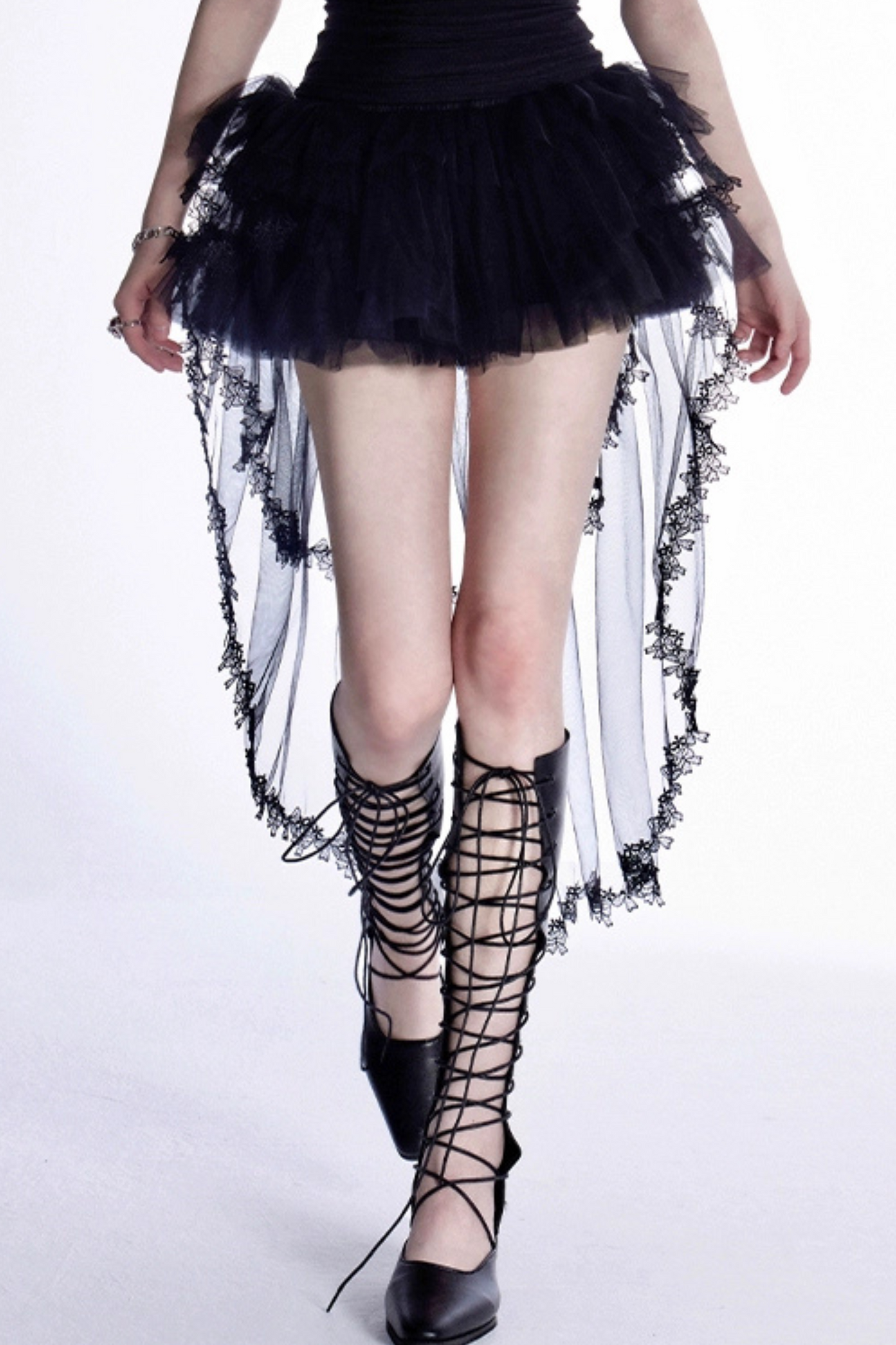 スパンコールトップス＋メッシュAラインスカート