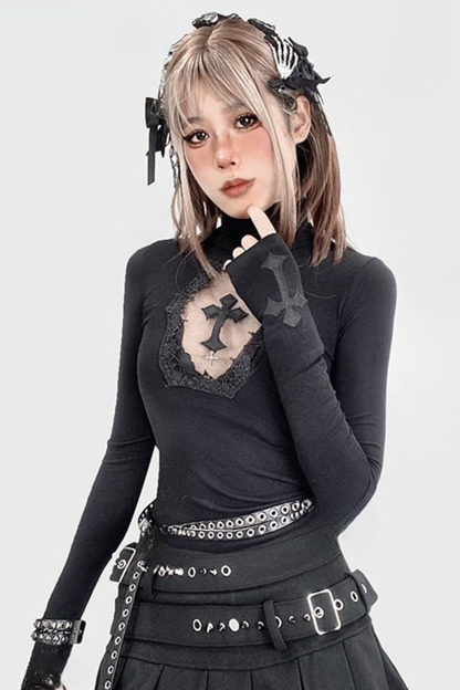 ゴシッククロスハイネックトップス