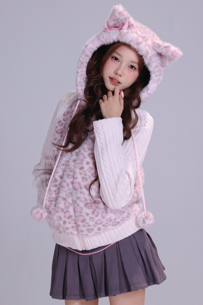 Y2Kレオパードキャットイヤージャケット