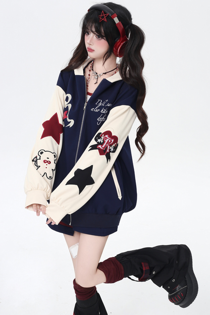 コントラストレトロアメリカンジャケット