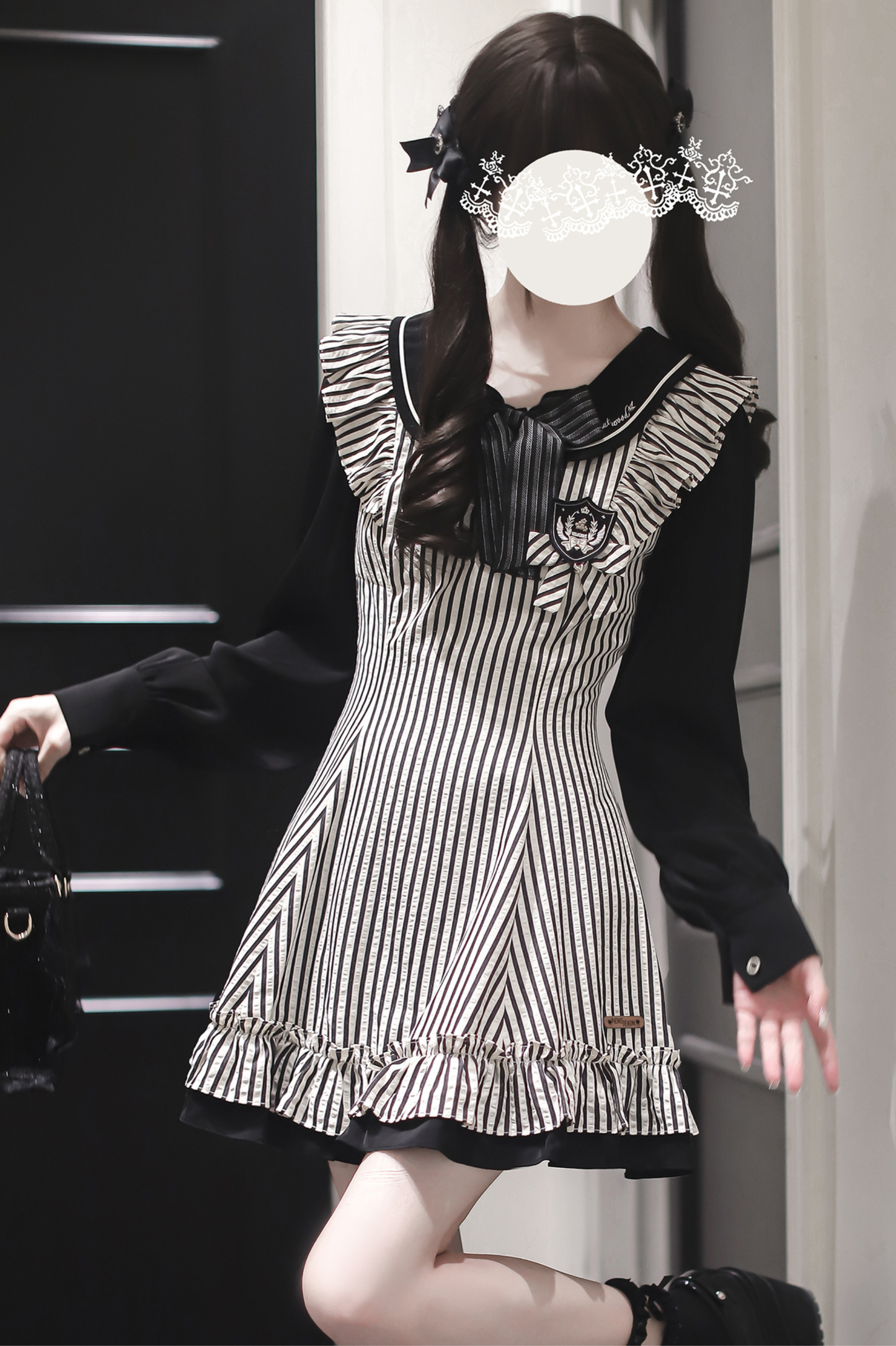 ストライプドールフレアドレス