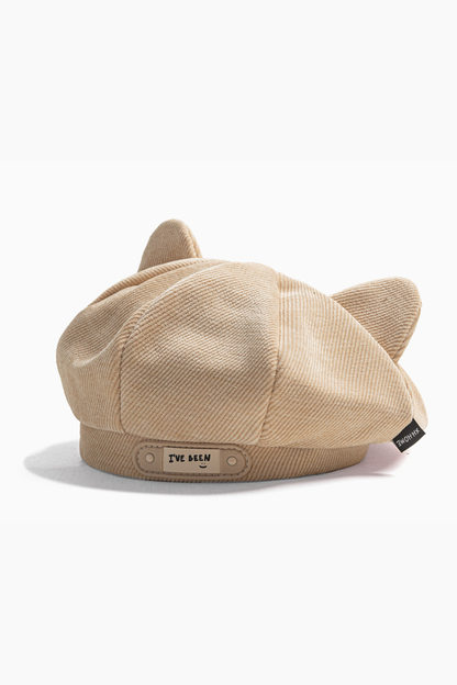 リトルキッズコーデュロイキャットイヤーベレー帽