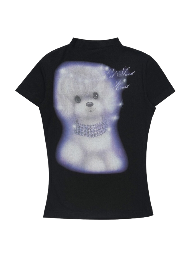 Little Dog Print Dopamine Hot Girl T-Shirt