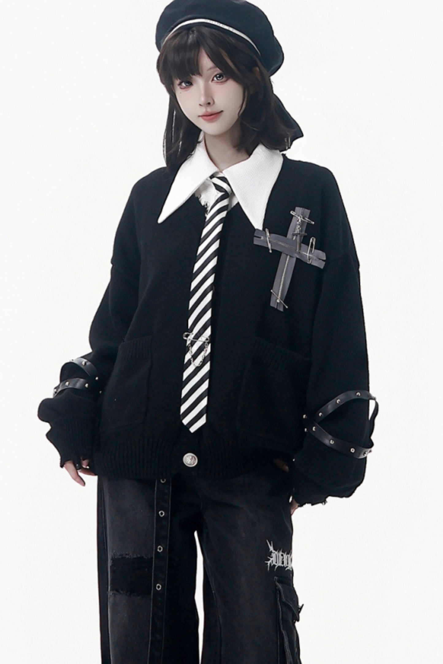 クロストリムカーディガン+シャツ+ネクタイ+パンツ