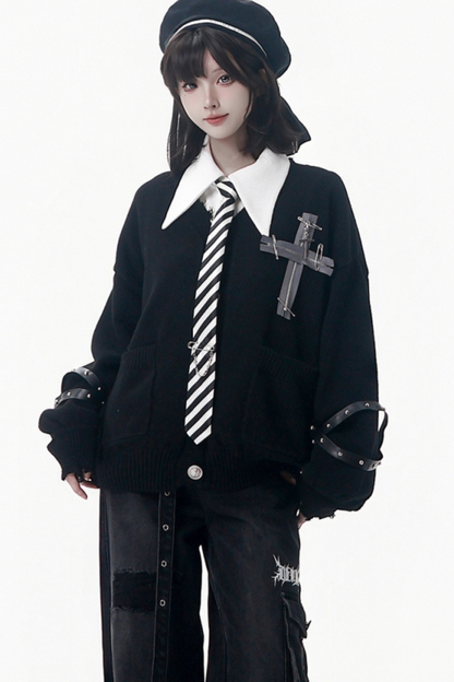 クロストリムカーディガン+シャツ+ネクタイ+パンツ