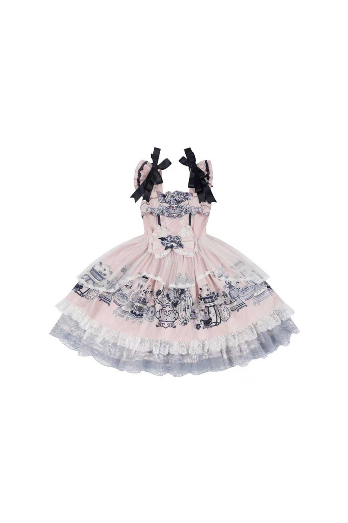 중국 디자인 플라잉 슬리브 로리타 원피스 + 리본