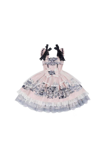 중국 디자인 플라잉 슬리브 로리타 원피스 + 리본