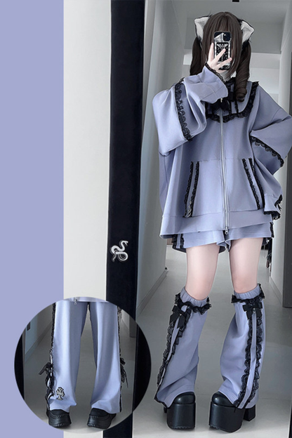 Subculture Lace Hooded Jacket + Shorts + Pants + Leg Warmers