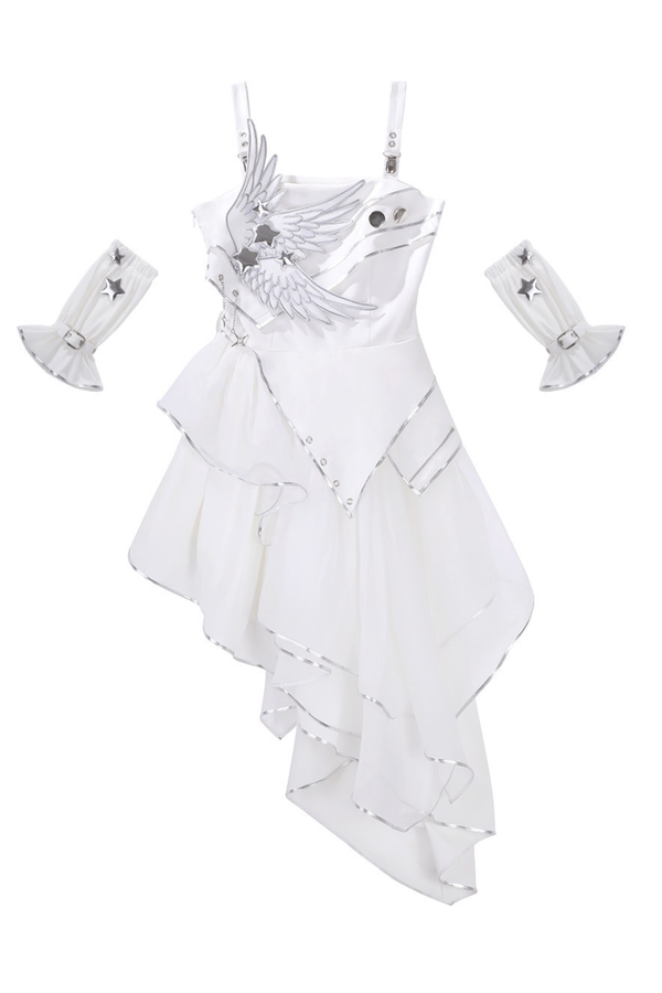 Silver Cyberpunk Lolita Dress + Sleeves + Belt Belchic Silver Cyberpunk Lolita Dress + Sleeves + Belt Belchic
