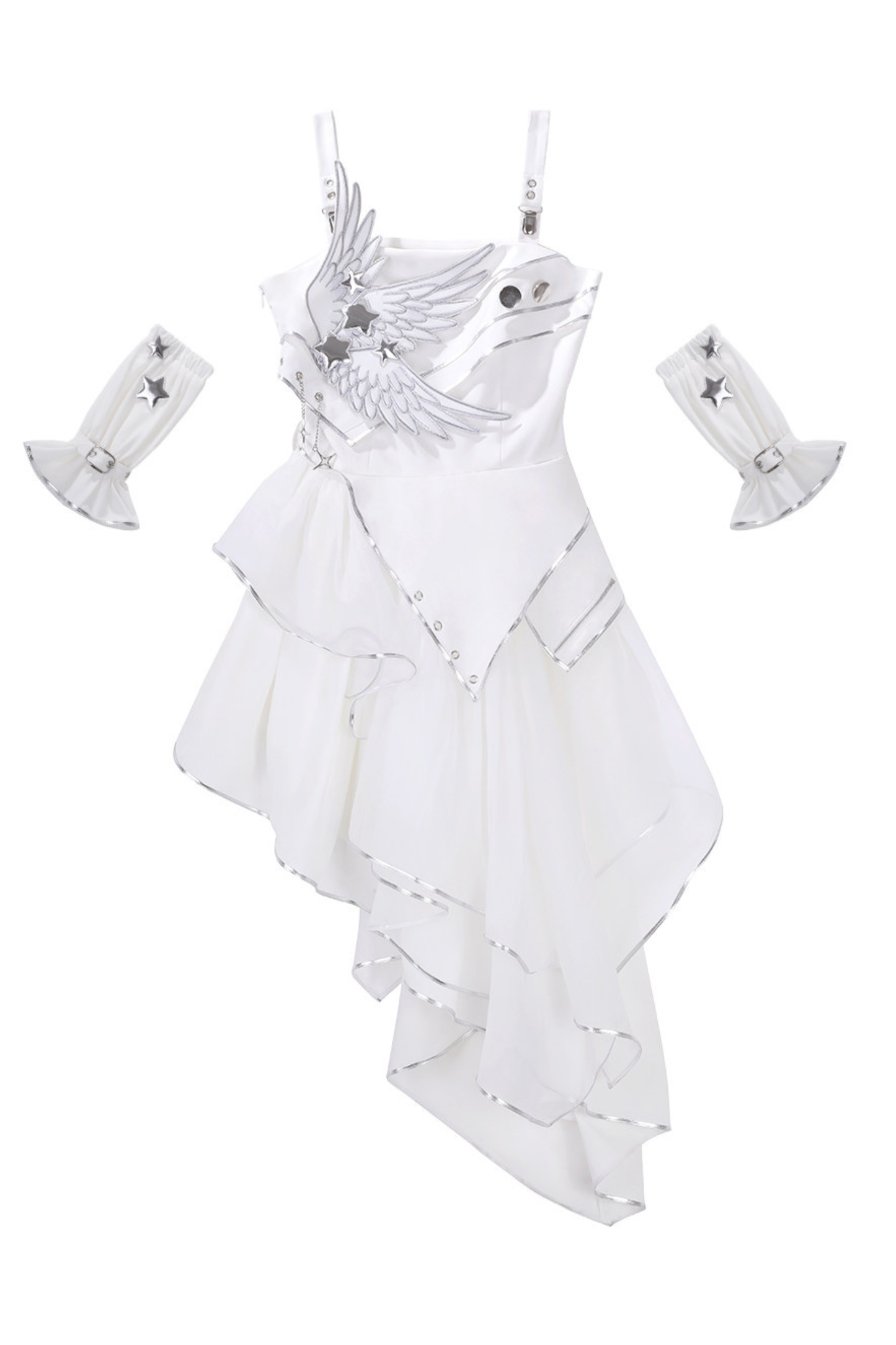 银色赛博朋克洛丽塔连衣裙+袖子+腰带