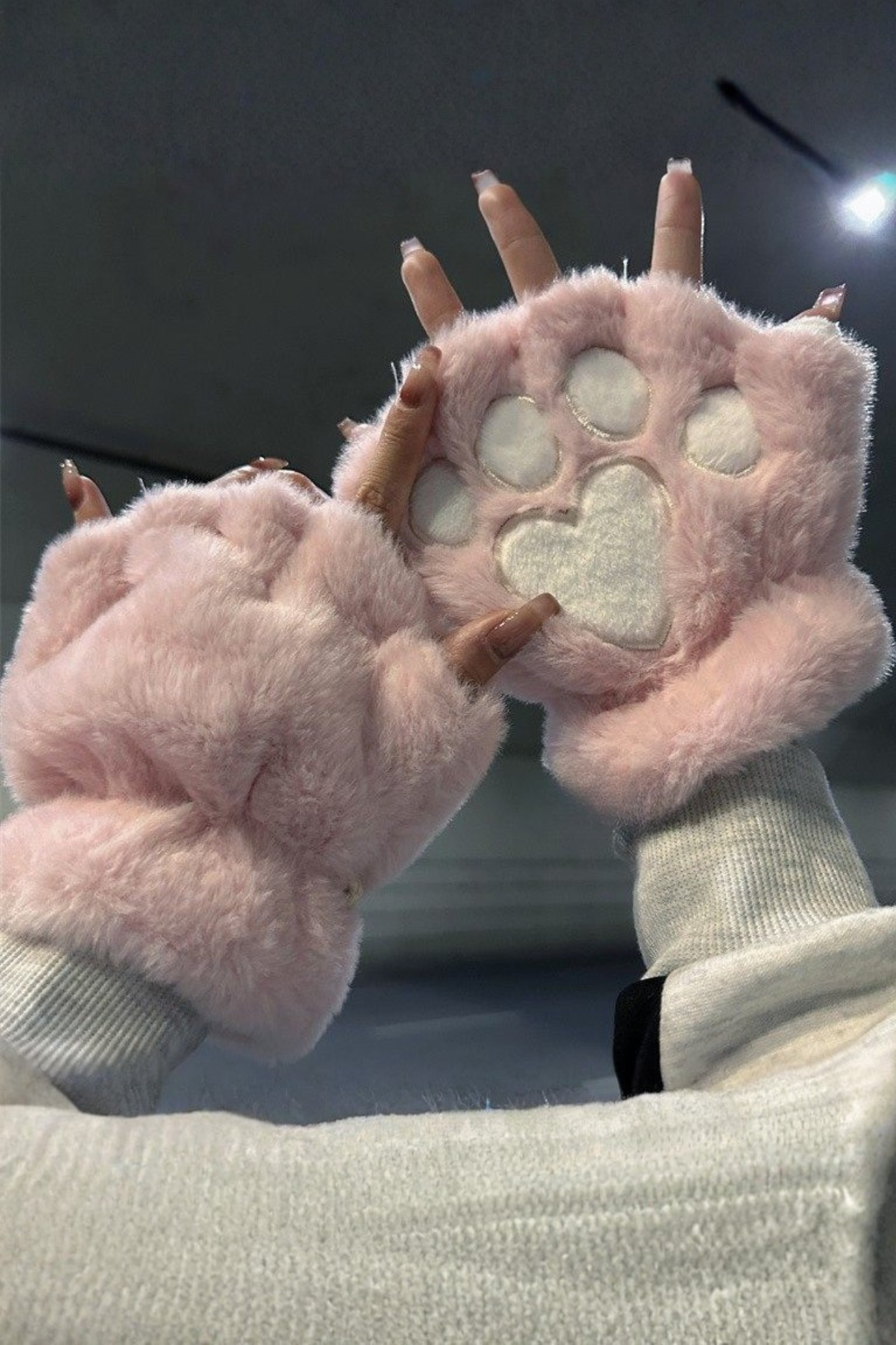 プラッシュハートハーフフィンガーグローブ