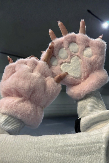 プラッシュハートハーフフィンガーグローブ