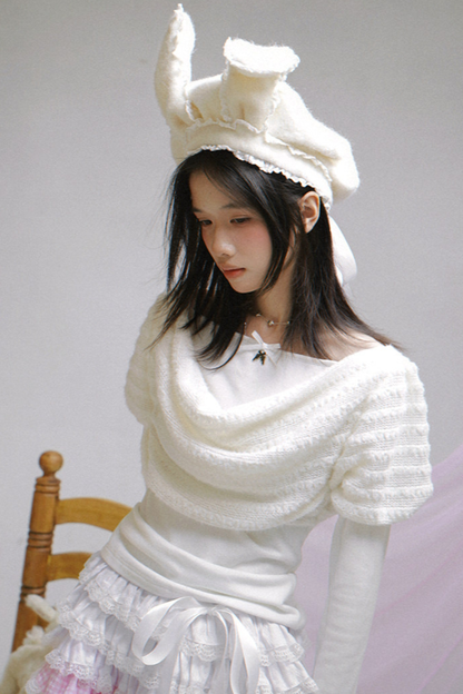Draped Collar Knitted Top