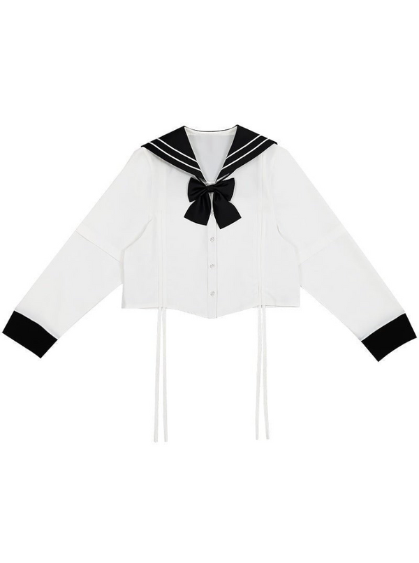Volume sleeve drost sailor shirt with ribbon
