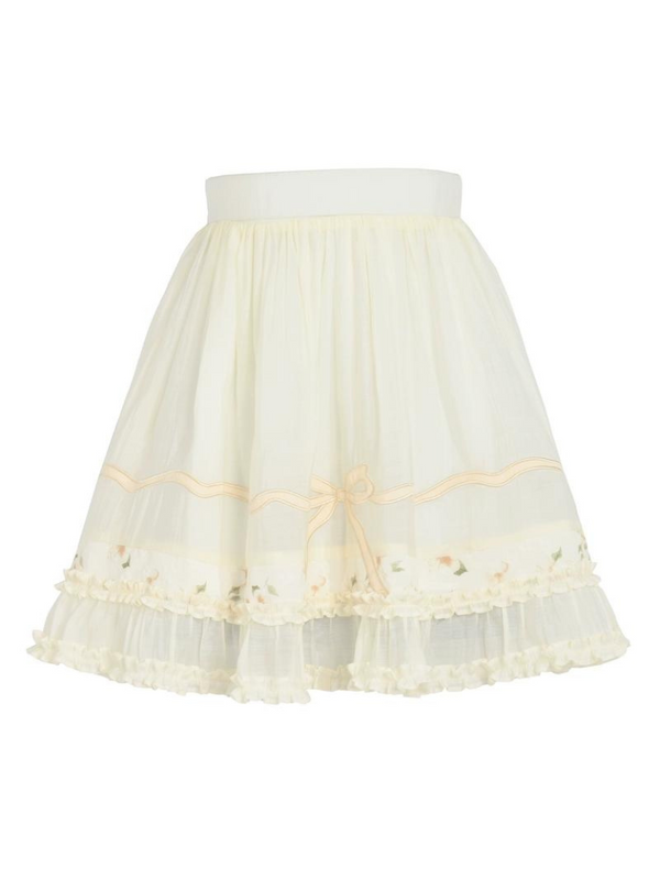 Forest China Attached Collar Sheer Frilled Shirt + Skirt [Reserved Item].